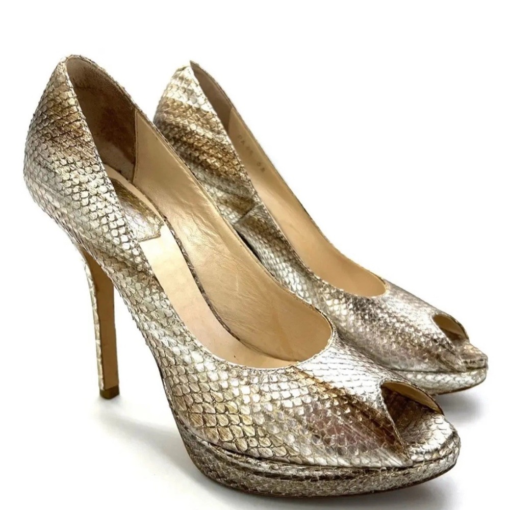 Authentic Dior Python heels Gold SZ 37 Italy, Excellent Condition